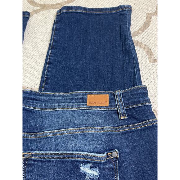 Judy Blue Slim Fit Distressed Mid Rise Blue Jeans, Size 24W, Jb82104dk-pl - Picture 11 of 12